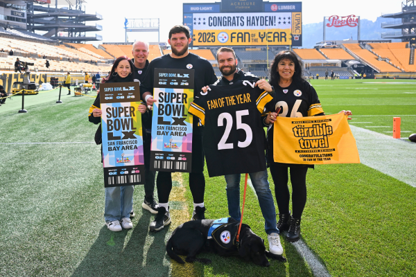 Hayden Shock Steeler's Fan of the Year on football field