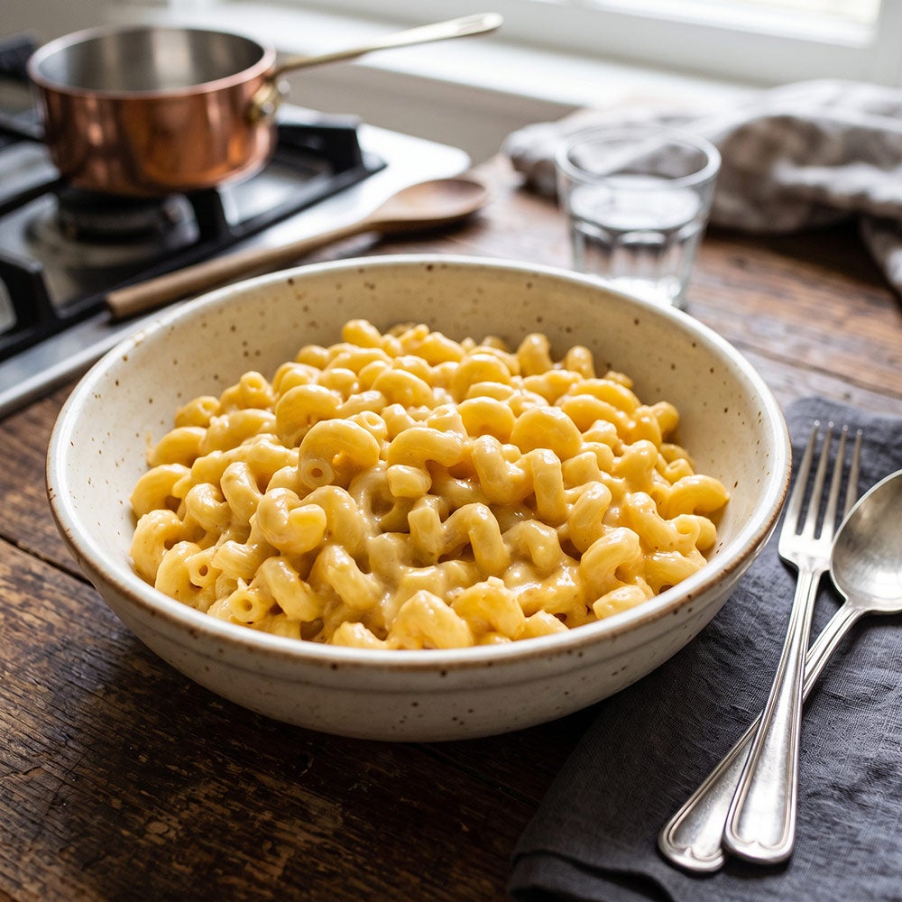 Macarrones con queso al horno, aptos para personas con problemas renales