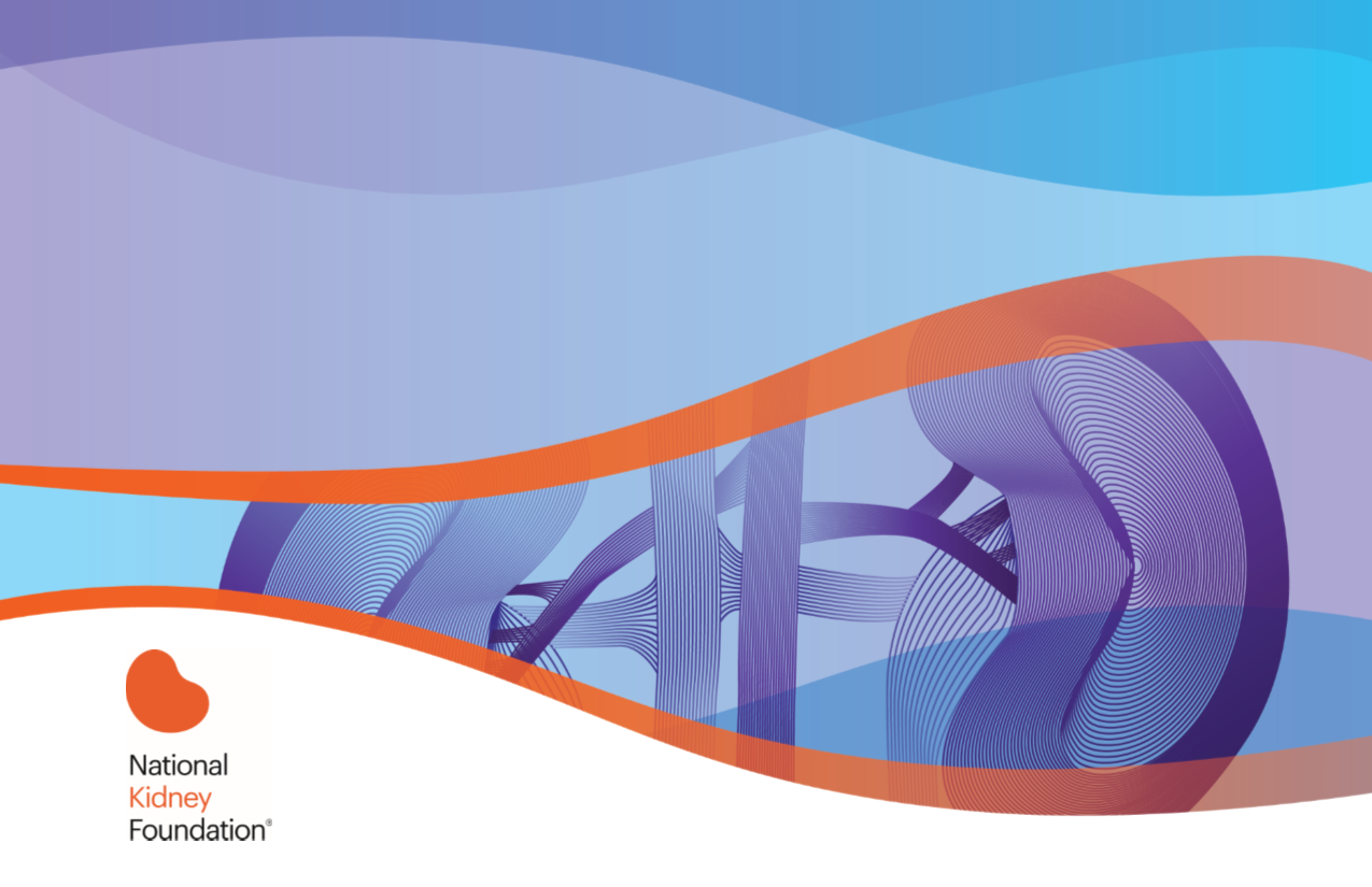 An abstract wave and the National Kidney Foundation logo