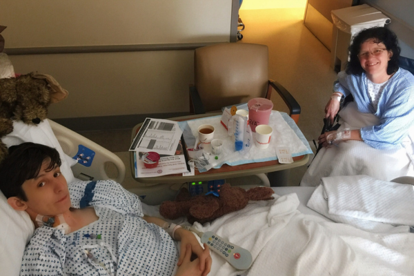 Andrew and his mom Tina recovering in hospital