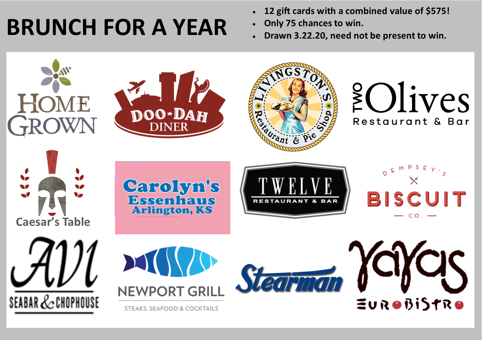 Don't miss your chance to win Brunch For A Year! Don't miss your chance to win Brunch For A Year!