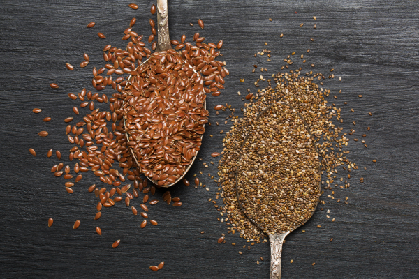 A spoonful of powdered chia and flax seeds