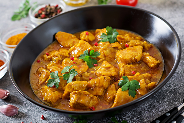 Indian Coconut Curry Chicken with Chopped Apples