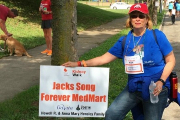 Erica's Mom with kidney walk sign