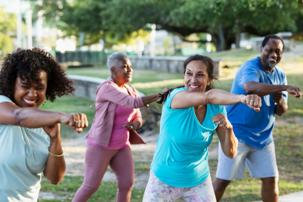 Group of people boxing outside