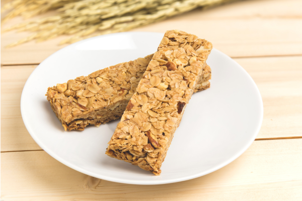 Granola bars on a cutting board