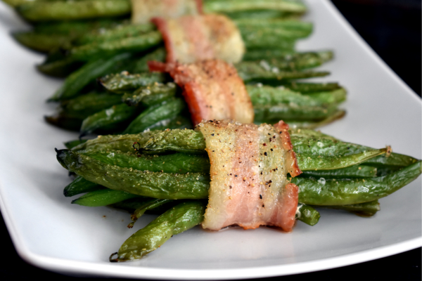 green bean bundles on plate