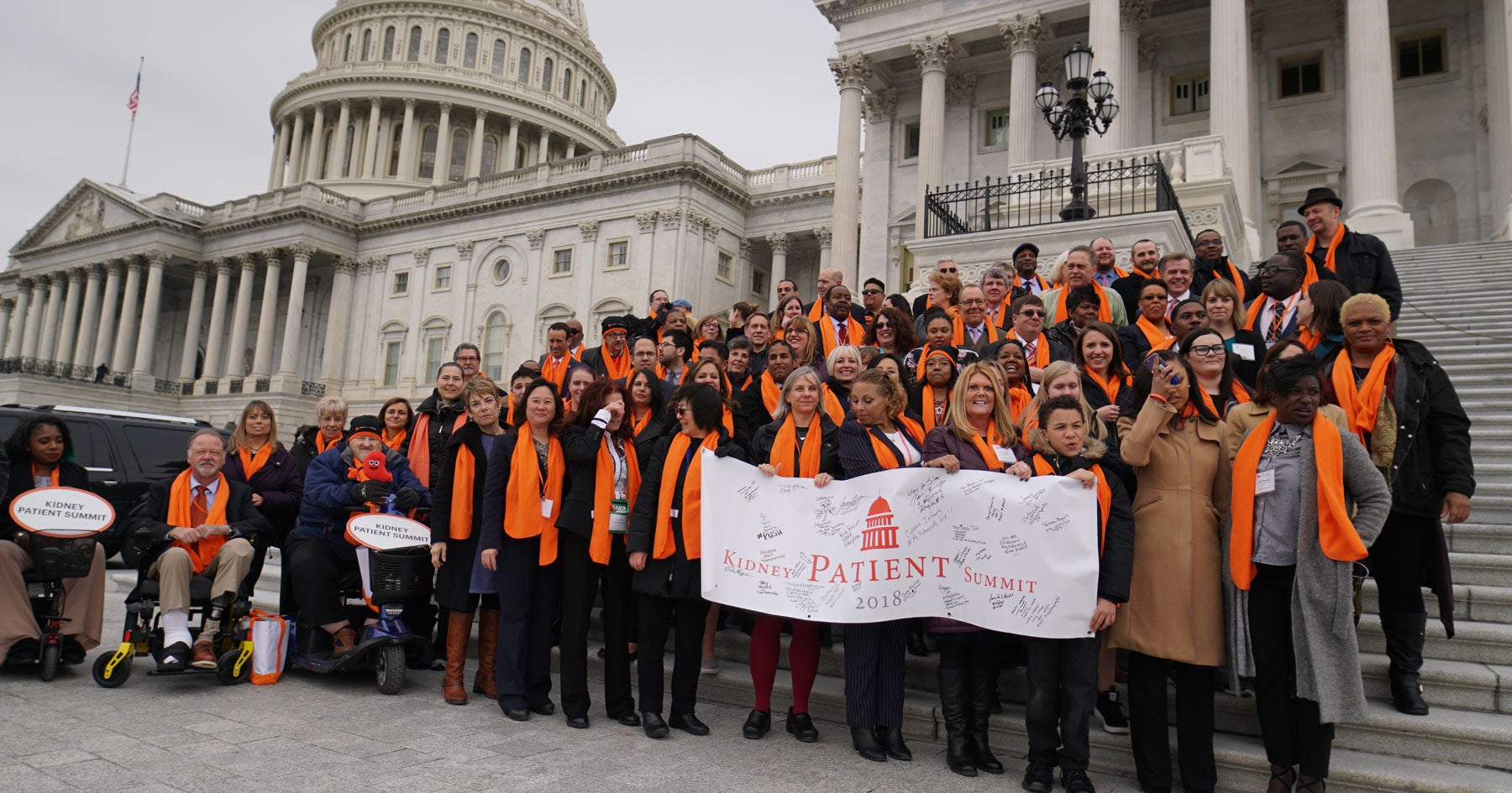 Kidney advocates on the steps of the US Capitol building