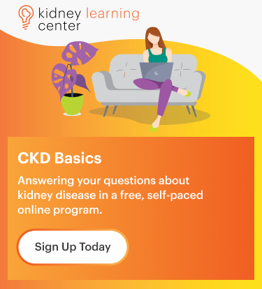 Kidney Learning Center's CKD Basics Course. Answering your questions about kidney disease in a free, self-paced online program. Sign up today.