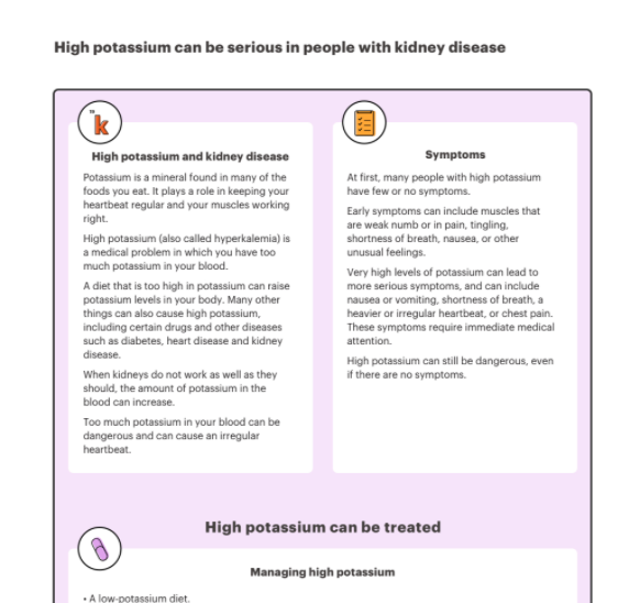 High potassium can be serious in people with kidney disease