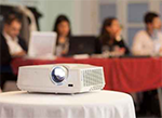 Projector sitting on table