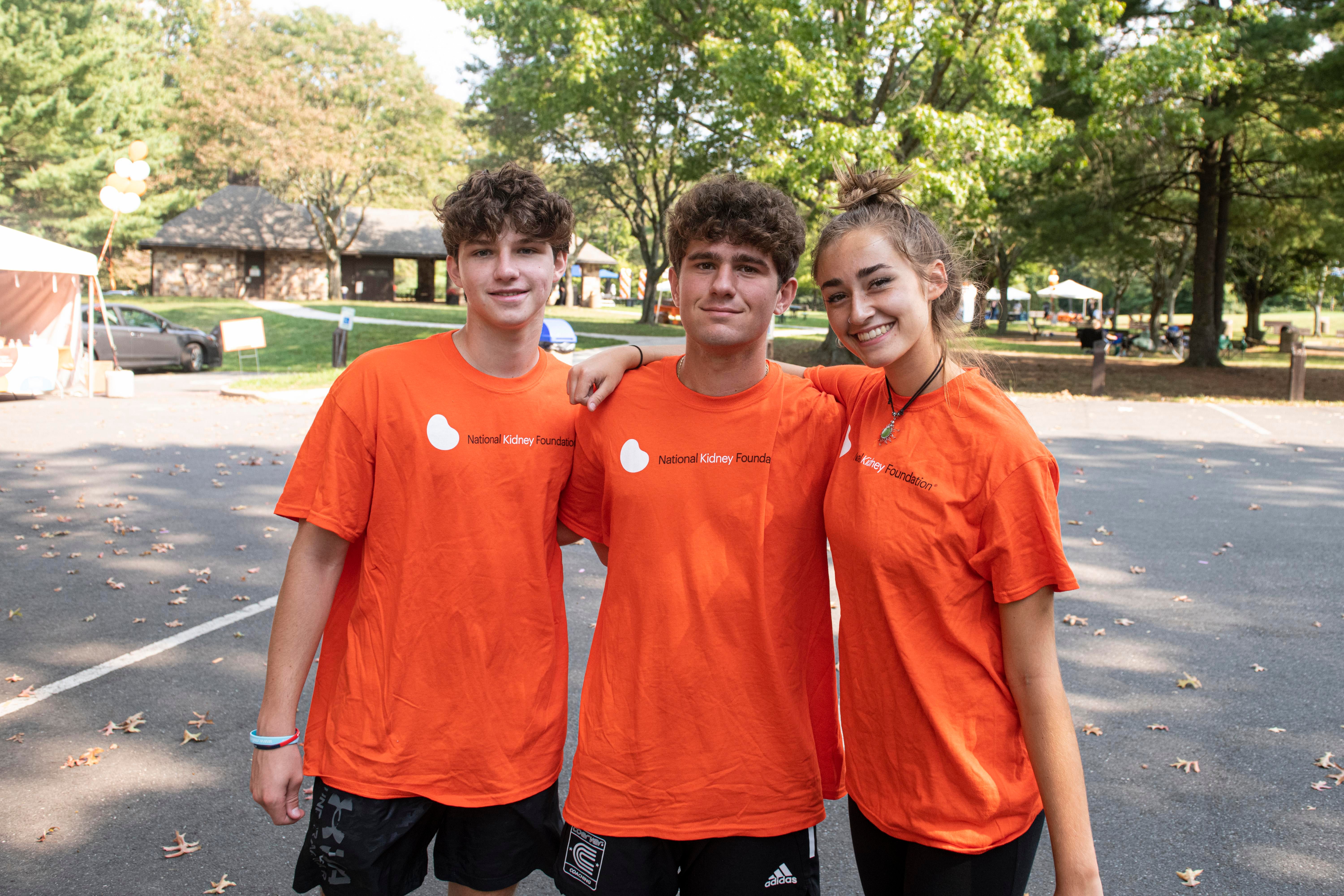 Three volunteers smiling at the 2023 New Jersey kidney walk