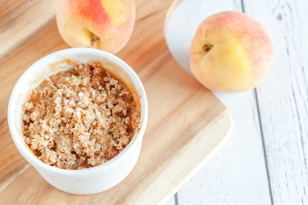 Peach crisp in ramekin