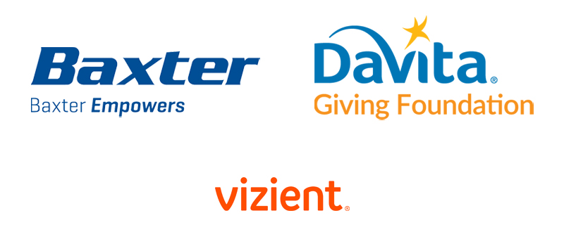 large Baxter logo, large DaVita logo, small Vizient logo