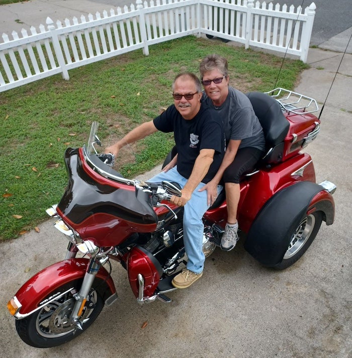 Rich and Lisa Tomaski on a motorcycle