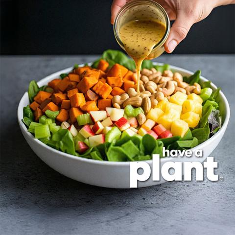 Gingery sweet potato, apple salad, Have a Plant logo