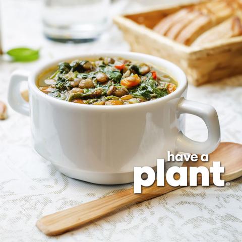 Lentil soup with greens, Have a Plant logo