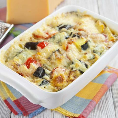 zucchini, corn, tomatoes sautée with cheddar cheese