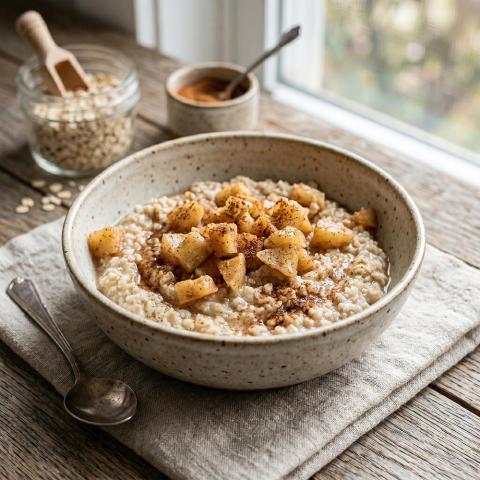 Stewed apples over oatmeal