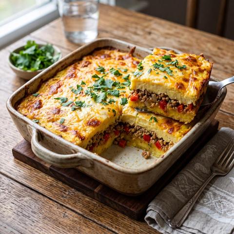 Puerto Rican potato and ground turkey baked casserole