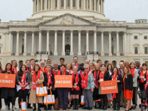 Excited Voices for Kidney Health Advocates in front of capitol hill.