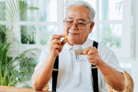 Older person taking a pill