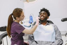 Dentist working on a patient