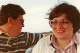 Pat Whalen and her husband smiling