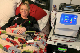 Dialysis patient receiving treatment at home
