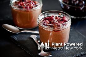 Black cherry chocolate mousse, Plant Powered Metro New York Logo