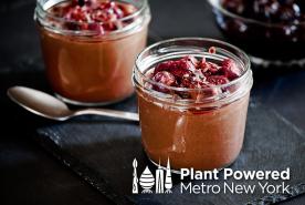 Cherry and Chocolate Pudding, Plant Powered Metro New York logo