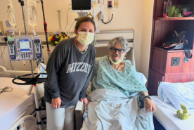 Hope and Bernie in hospital after kidney transplant