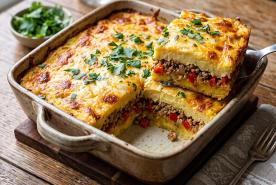 Puerto Rican potato and ground turkey baked casserole
