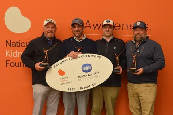 PHOTO CREDIT: Deanna Bucciarelli CAPTION: (Left-Right)  Handicap Index Division winning team, hailing from Richmond, VA, included (from left) Ty Miller, David Martin MD, Kelly O’Bannon and Marlen Vogt, who won at the National Kidney Foundation Konica Mino