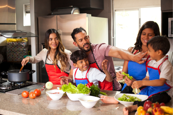 Family cooking in the kitchen