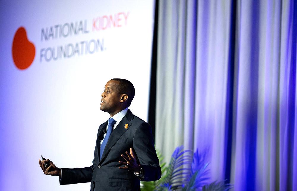 NKF 2025 President, Kirk Campbell, presenting a Presidential Address