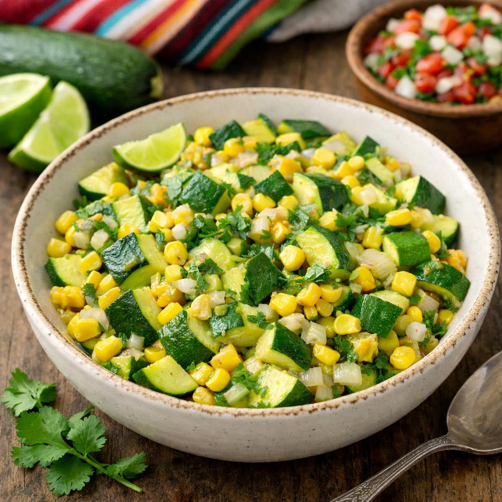 Classic Mexican calabacitas with zucchini, corn, and lime