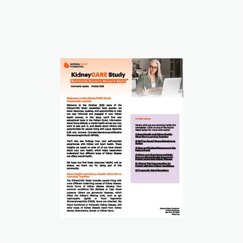 KidneyCARE Study Newsletter Community Update Thumbnail
