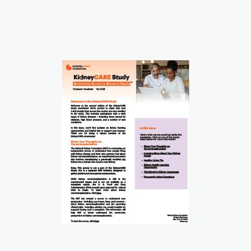 KidneyCARE Study Newsletter Thumbnail