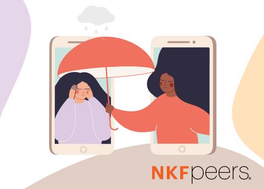 Woman comforting and supporting another woman via the phone, NKF Peers