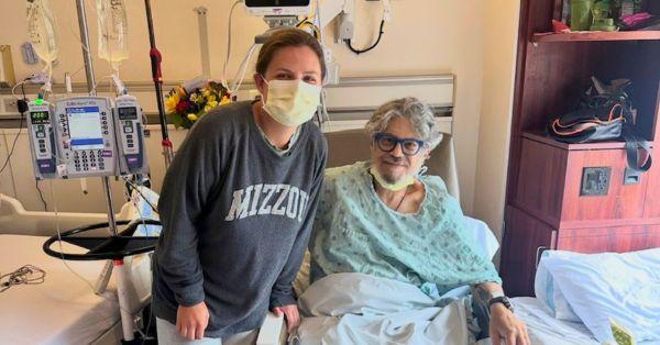 Hope and Bernie in hospital after transplant