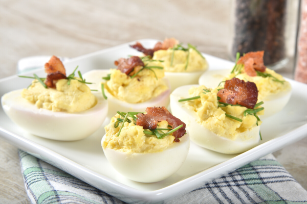 Tray of deviled eggs