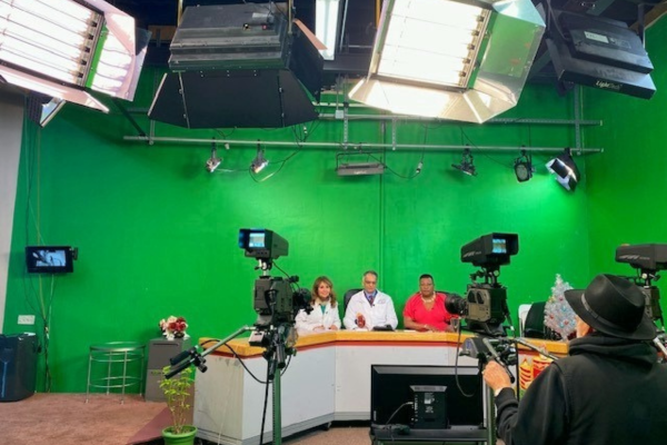Filming a cable TV program in Haitian Creole about kidney health